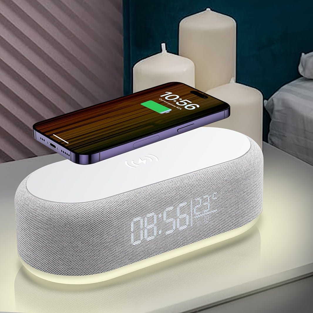 All - in - One Wireless Charging Dock with Night Light & Alarm Clock - Comforzo