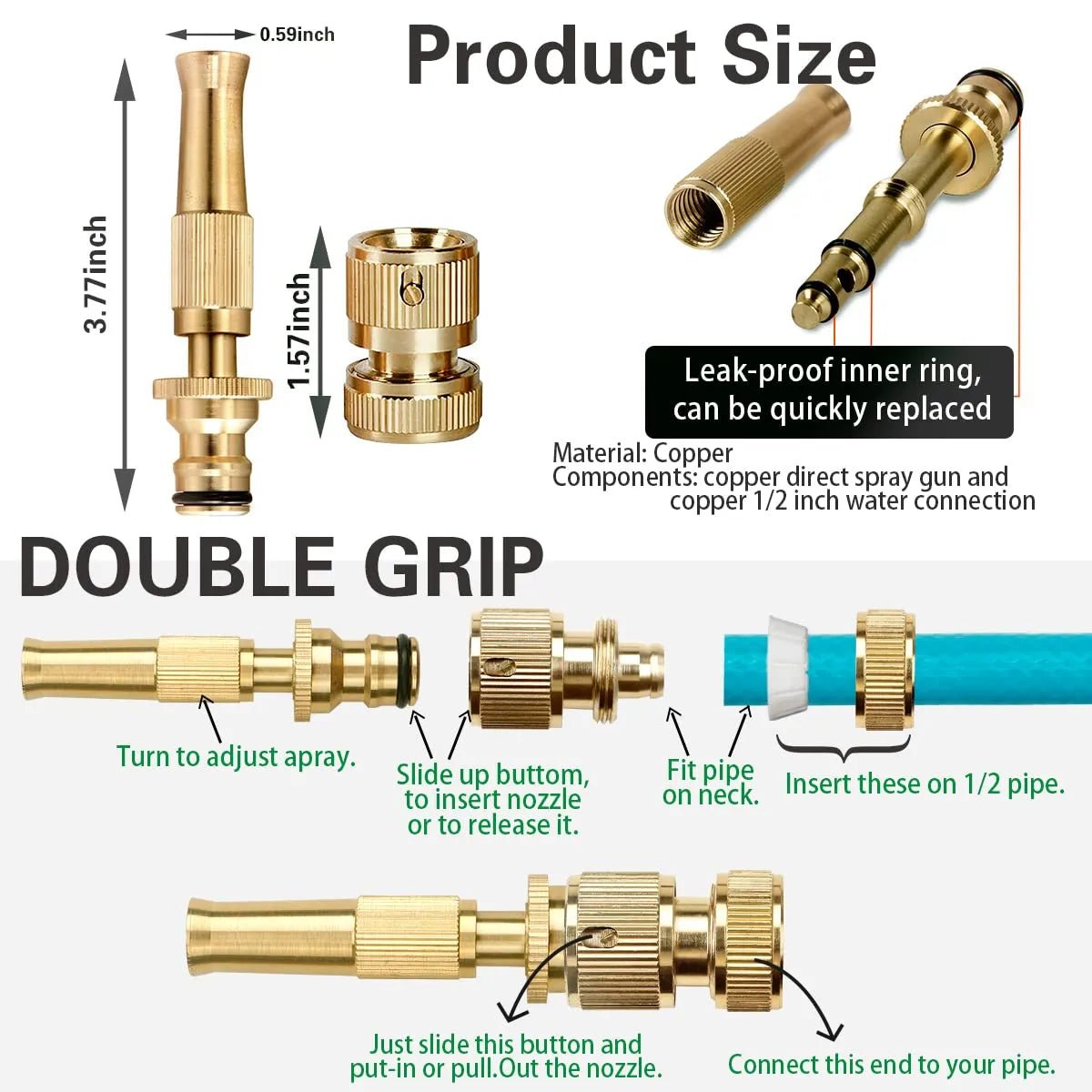 Comforzo's Brass High Pressure Water Spray Gun Nozzle - Comforzo