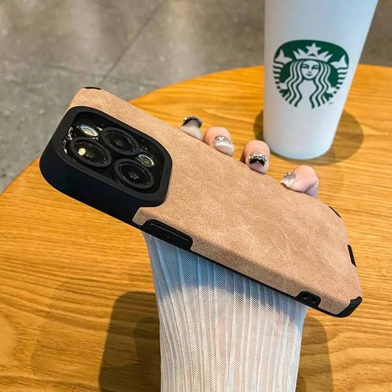 Luxury Fur Leather Phone Case with Full Lens Protection for iPhone 11–17 Series - Comforzo