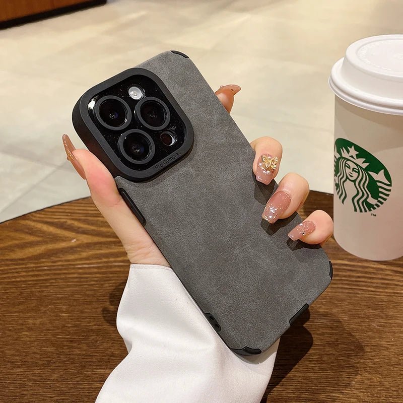 Luxury Fur Leather Phone Case with Full Lens Protection for iPhone 11–17 Series - Comforzo