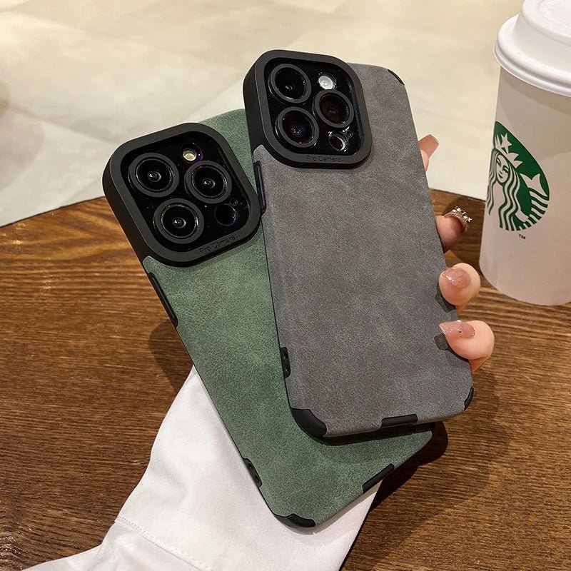 Luxury Fur Leather Phone Case with Full Lens Protection for iPhone 11–17 Series - Comforzo