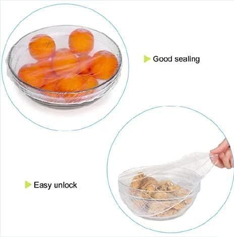 Plastic Bags - Reusable Elastic Food Storage Plastic Covers (Pack of 100) - Comforzo