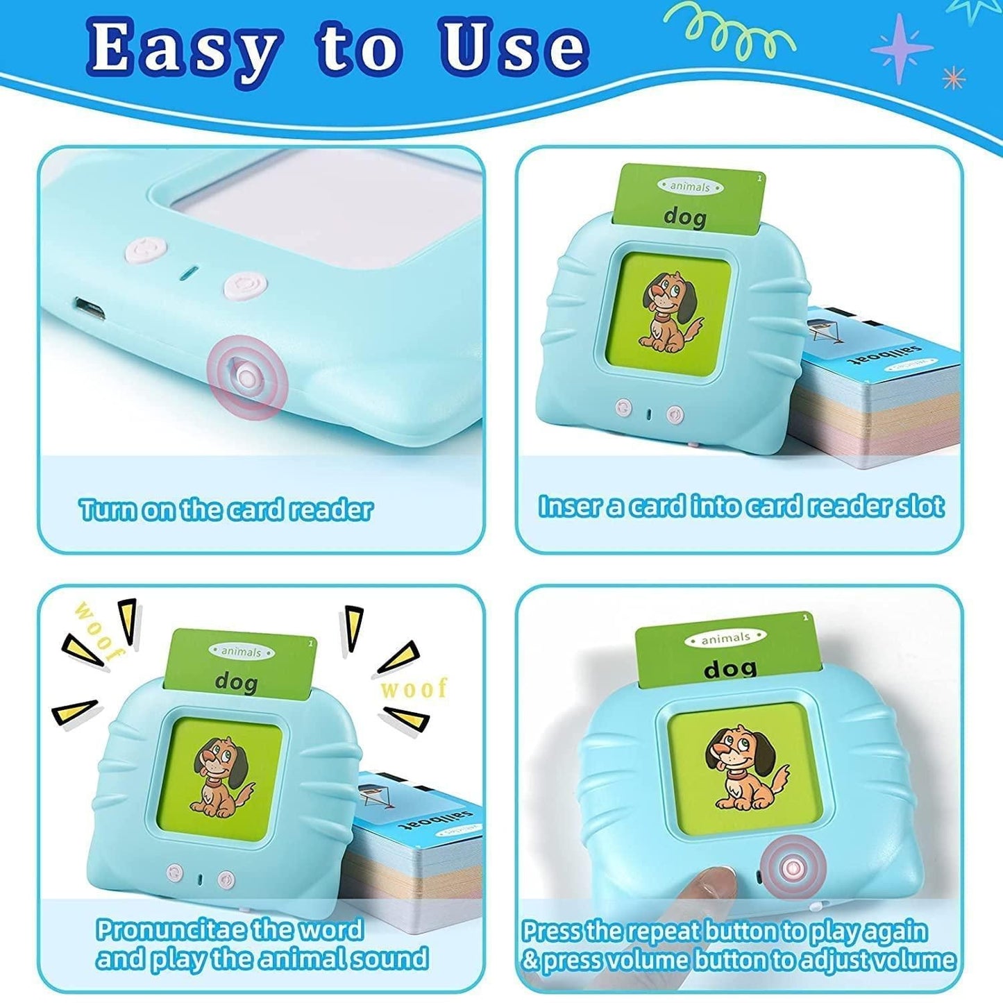 Talking Flash Cards for Early Educational Learning Toy - Comforzo