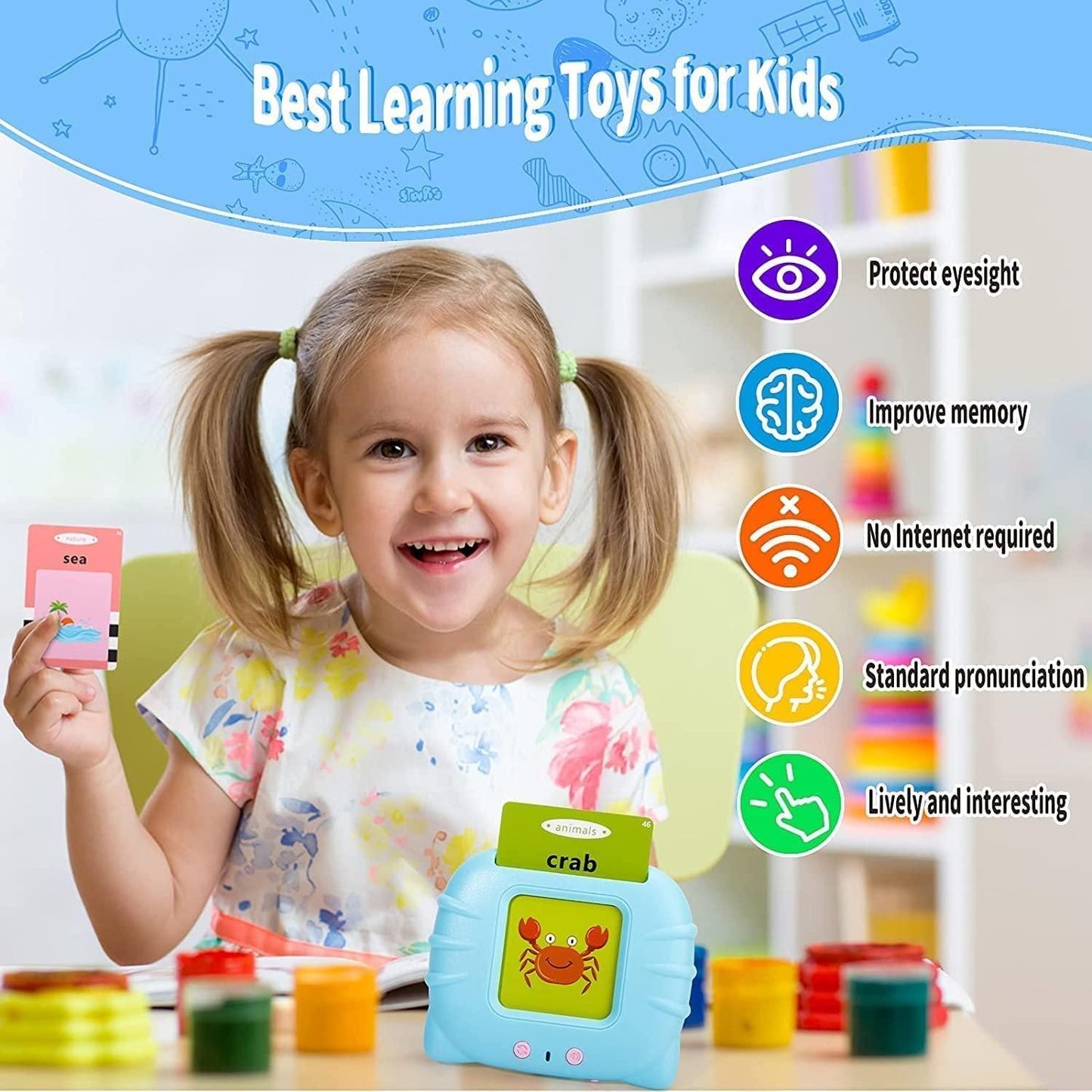 Talking Flash Cards for Early Educational Learning Toy - Comforzo