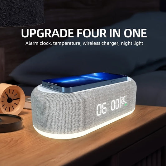 All - in - One Wireless Charging Dock with Night Light & Alarm Clock - Comforzo