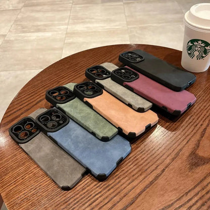 Luxury Fur Leather Phone Case with Full Lens Protection for iPhone 11–17 Series - Comforzo