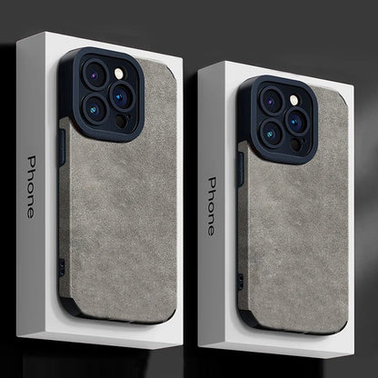 Luxury Fur Leather Phone Case with Full Lens Protection for iPhone 11–17 Series - Comforzo