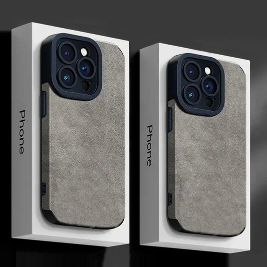 Luxury Fur Leather Phone Case with Full Lens Protection for iPhone 11–17 Series - Comforzo